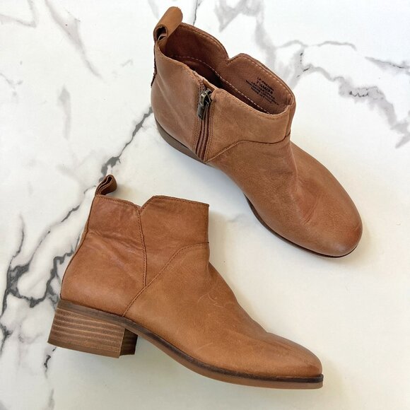 Lucky Brand Prenma Camel Leather Booties Size 7.5 - Picture 1 of 9